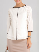 Boat Neck Top - Off White| Formal Tops