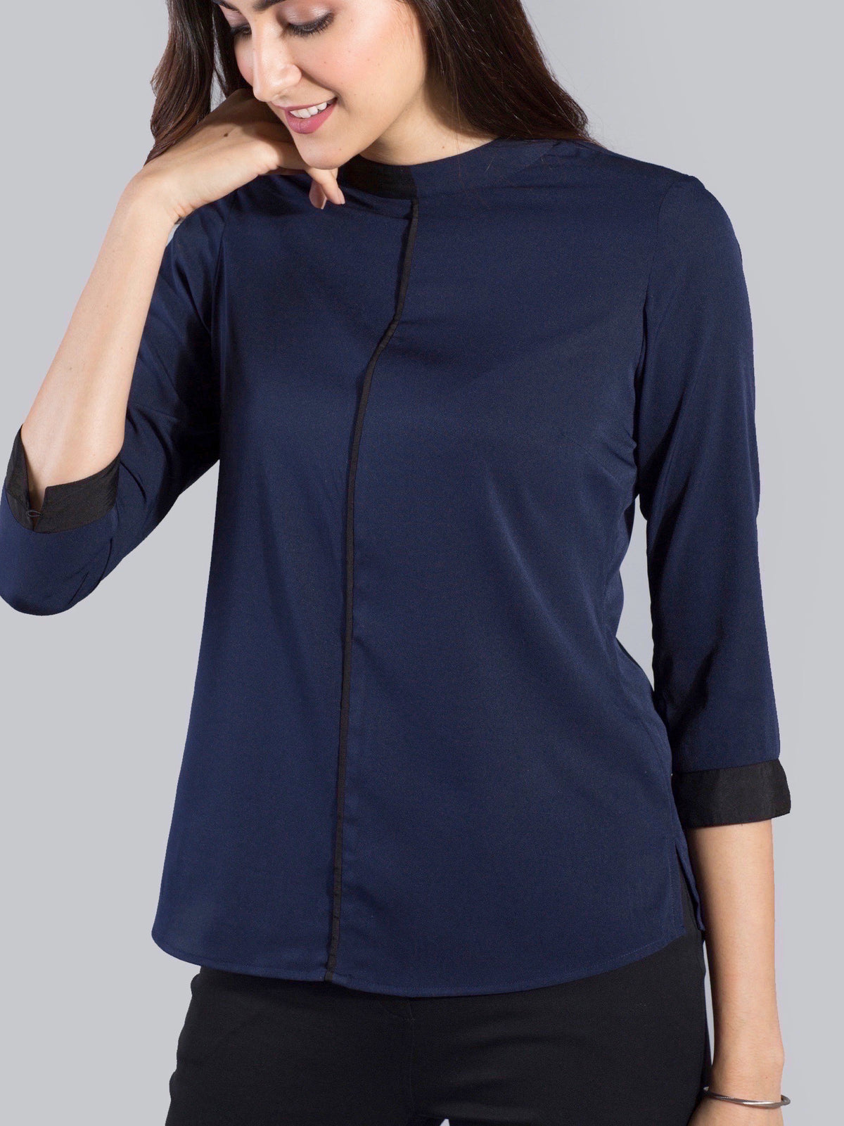 Colour Block Top - Navy