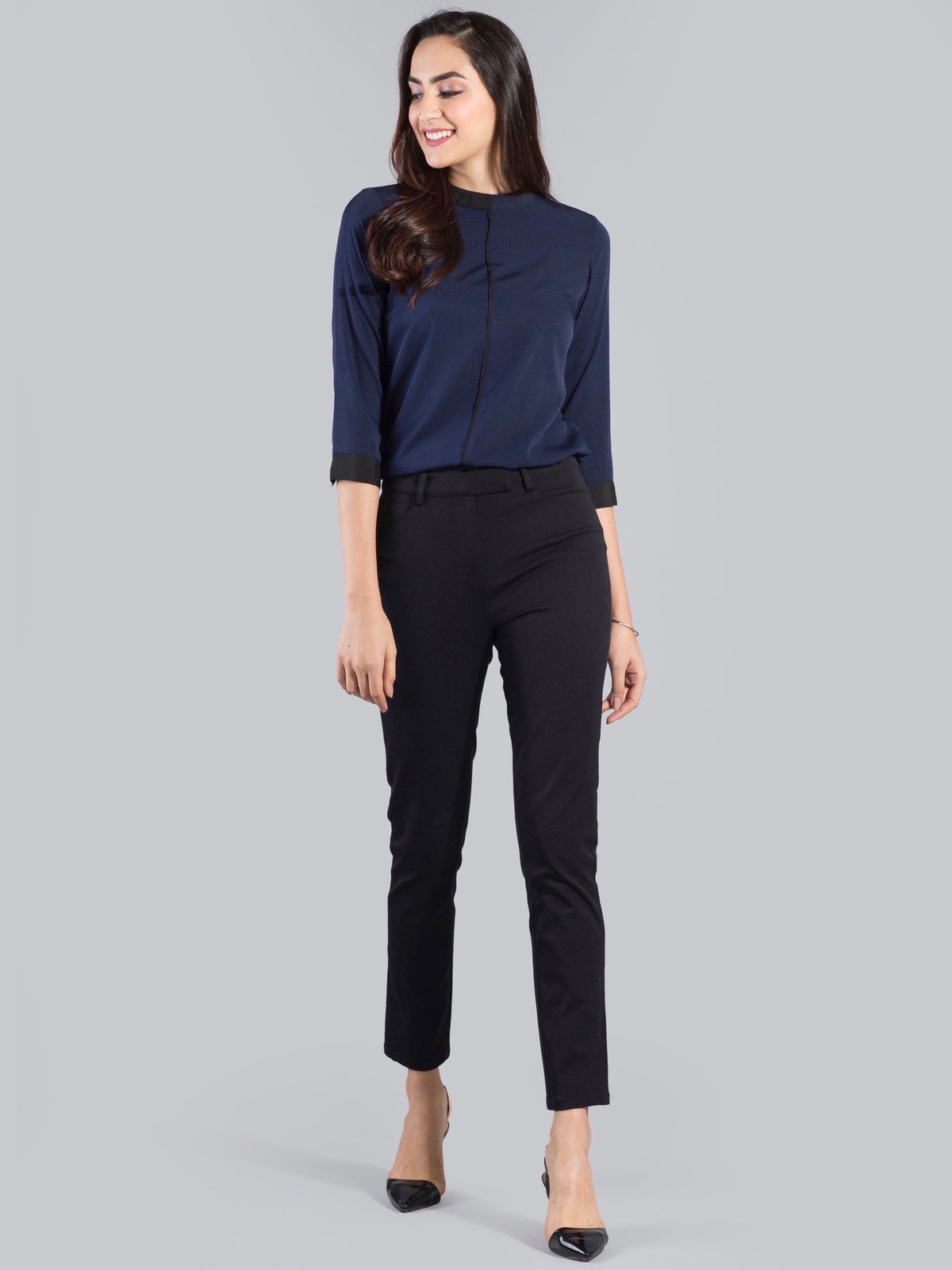 Colour Block Top - Navy