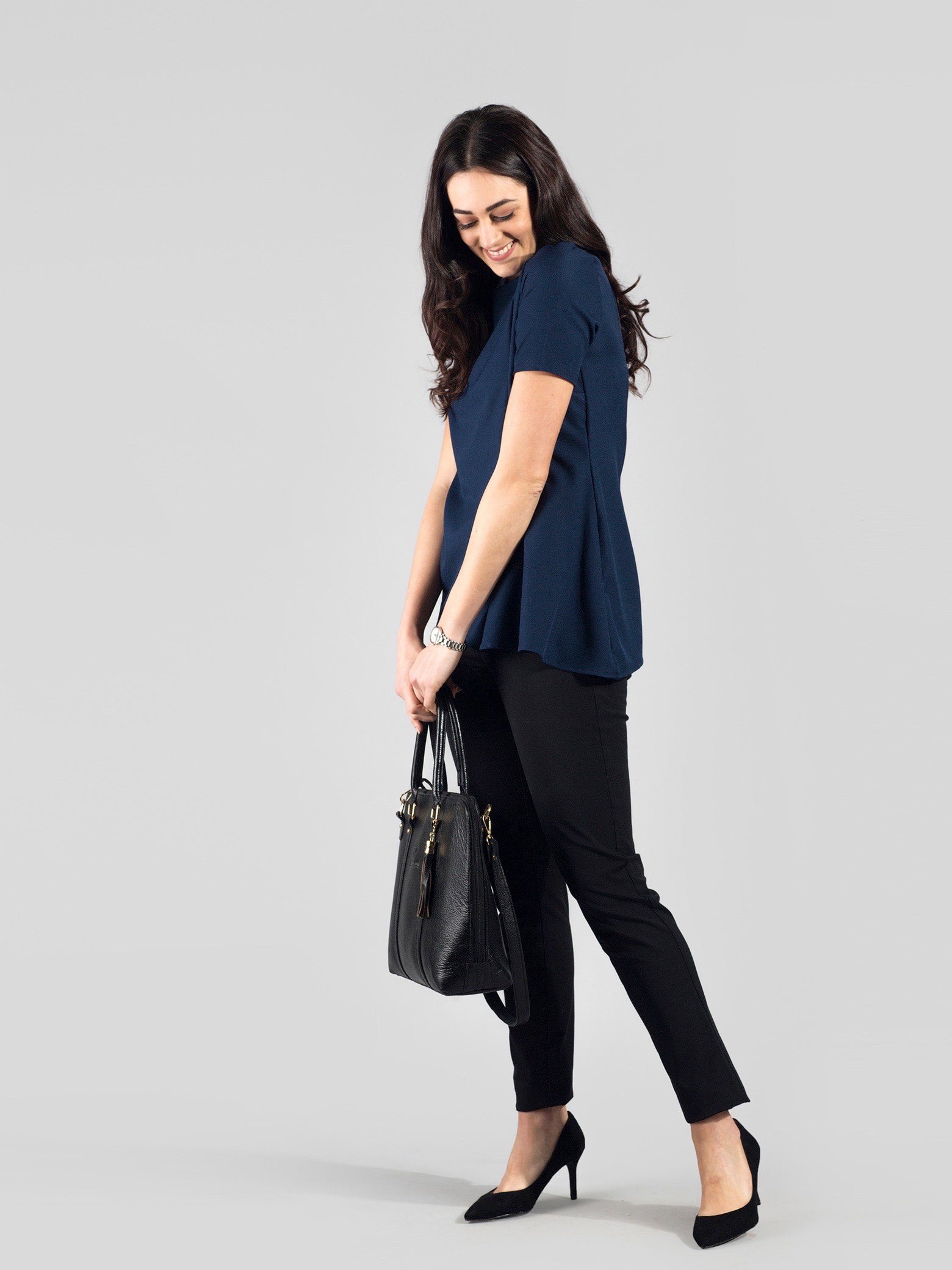 Flared Asymmetric Panel Top - Navy