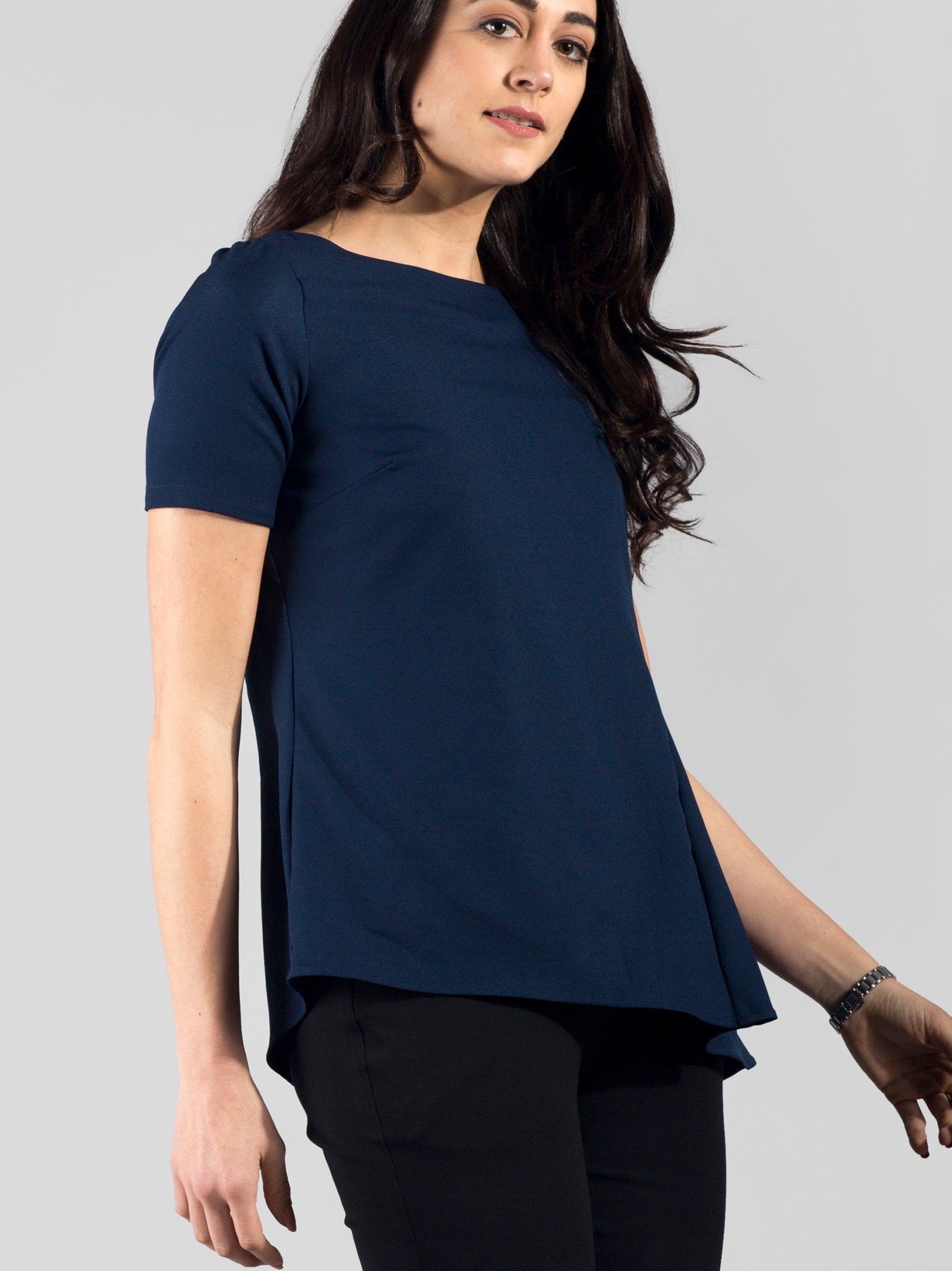 Flared Asymmetric Panel Top - Navy