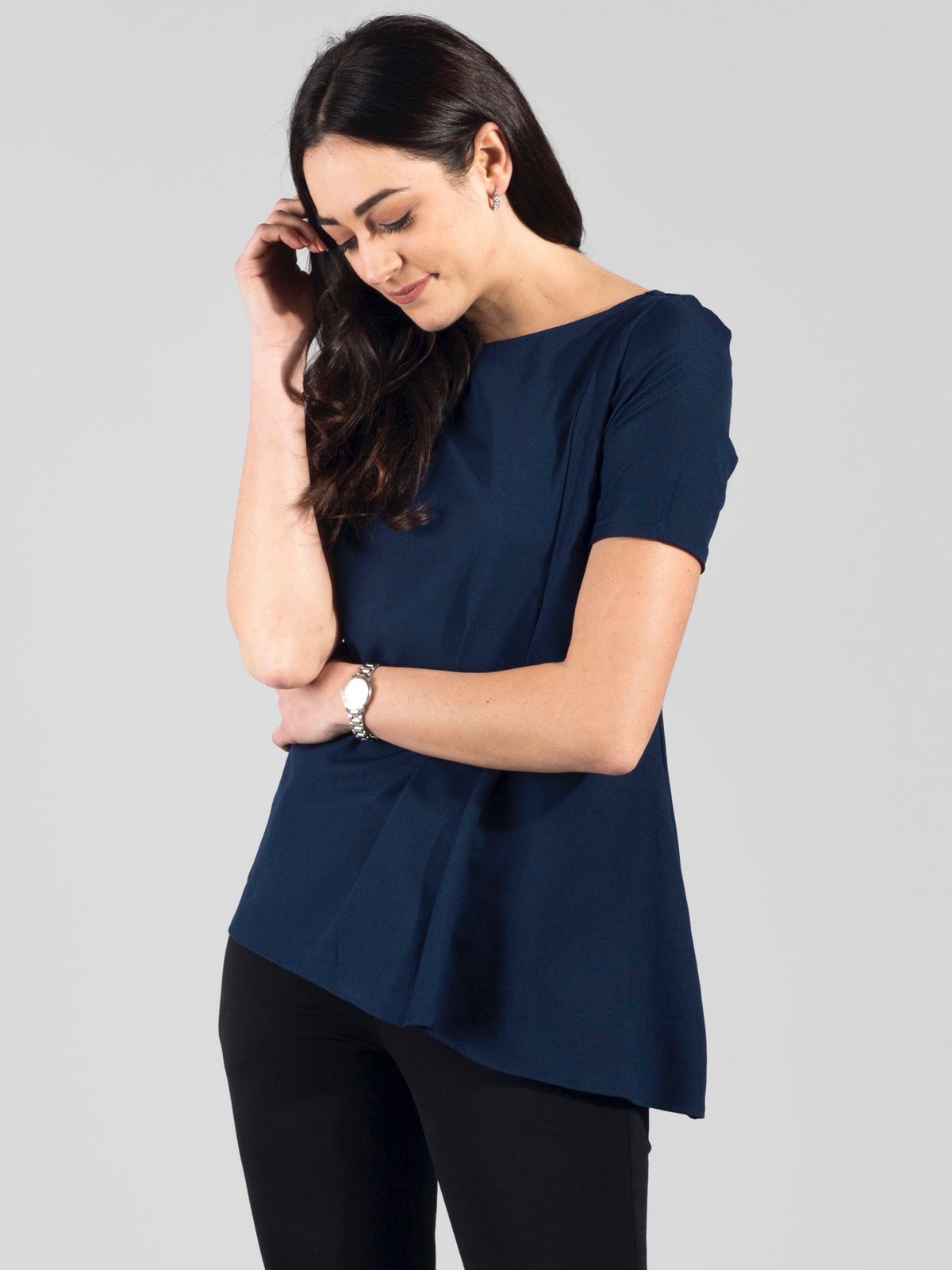 Flared Asymmetric Panel Top - Navy