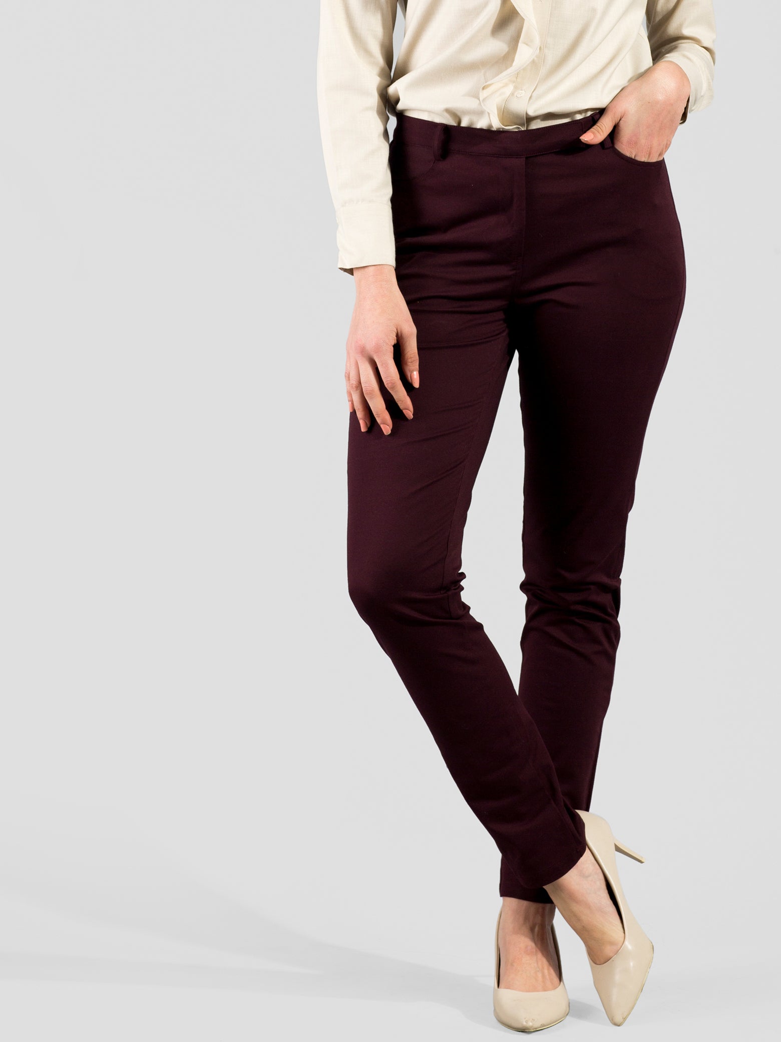 Essential Comfort Trousers - Maroon| Formal Trousers
