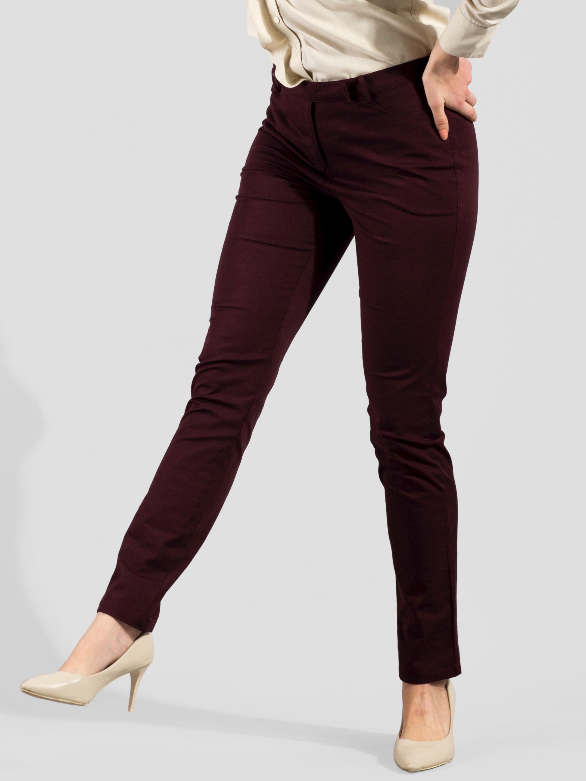 Essential Comfort Trousers - Maroon| Formal Trousers