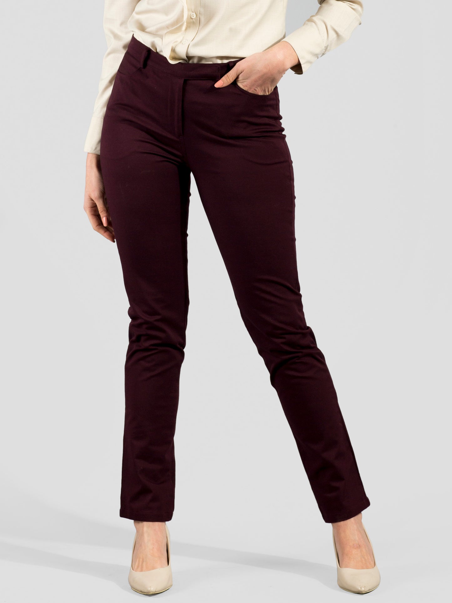 Essential Comfort Trousers - Maroon| Formal Trousers