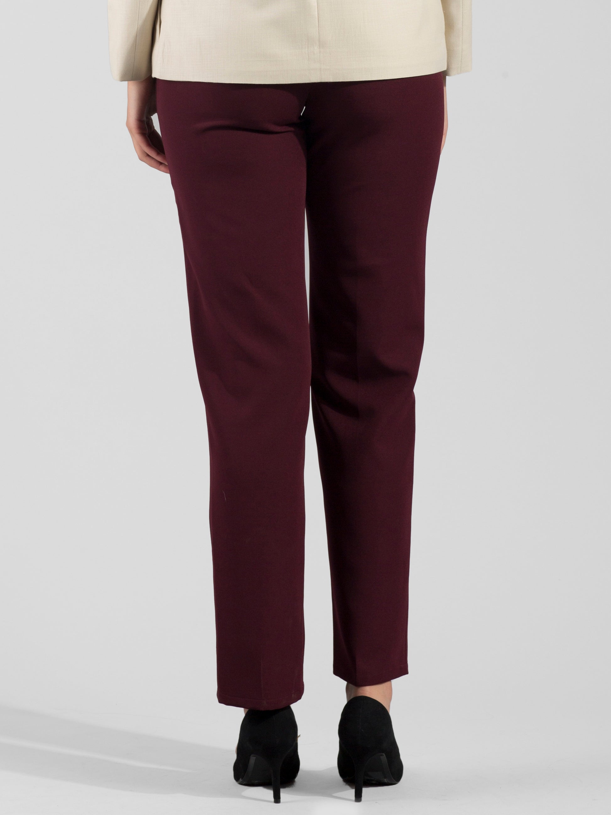 Essential Comfort Trousers - Maroon| Formal Trousers