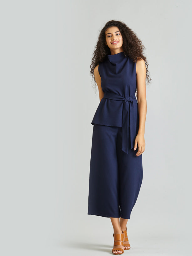 Side Zipper Culottes - Navy| Formal Trousers