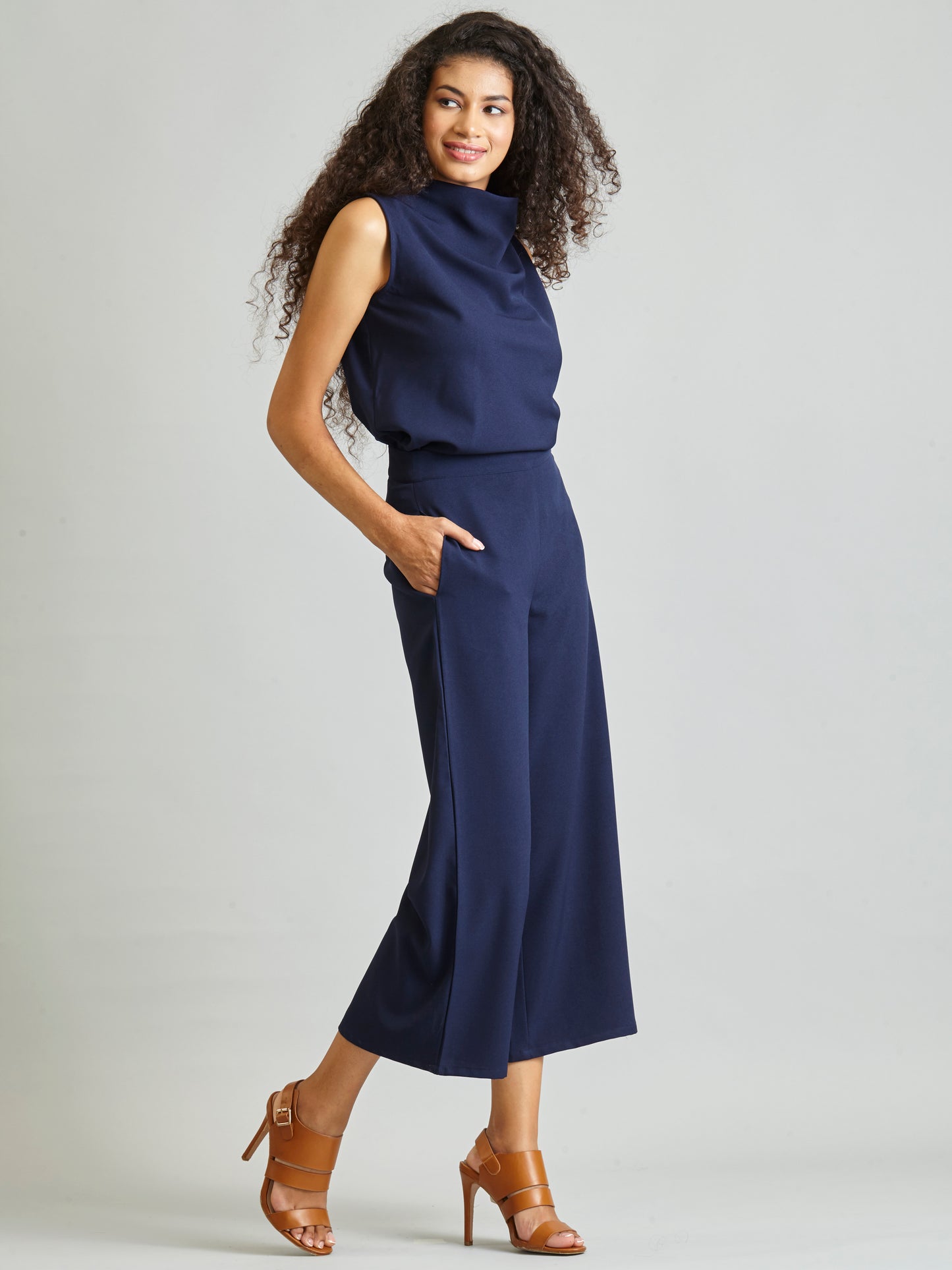 Side Zipper Culottes - Navy| Formal Trousers