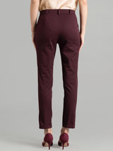 Essential Comfort Crop Pants - Maroon| Formal Trousers