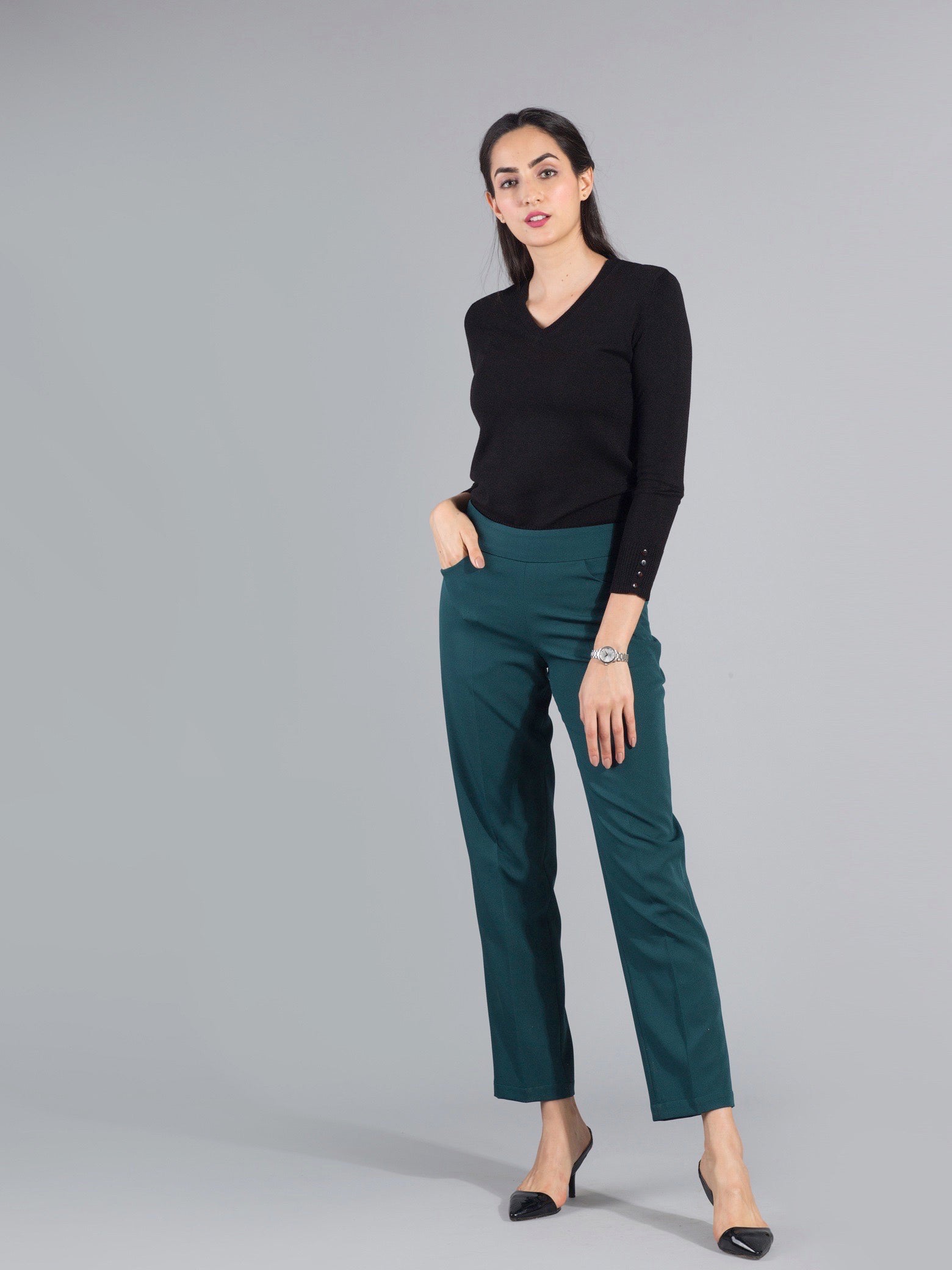 Essential Easy Care Work Trousers - Bottle Green| Formal Trousers