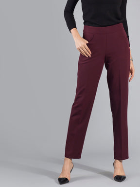 Essential Easy Care Work Trousers - Maroon| Formal Trousers