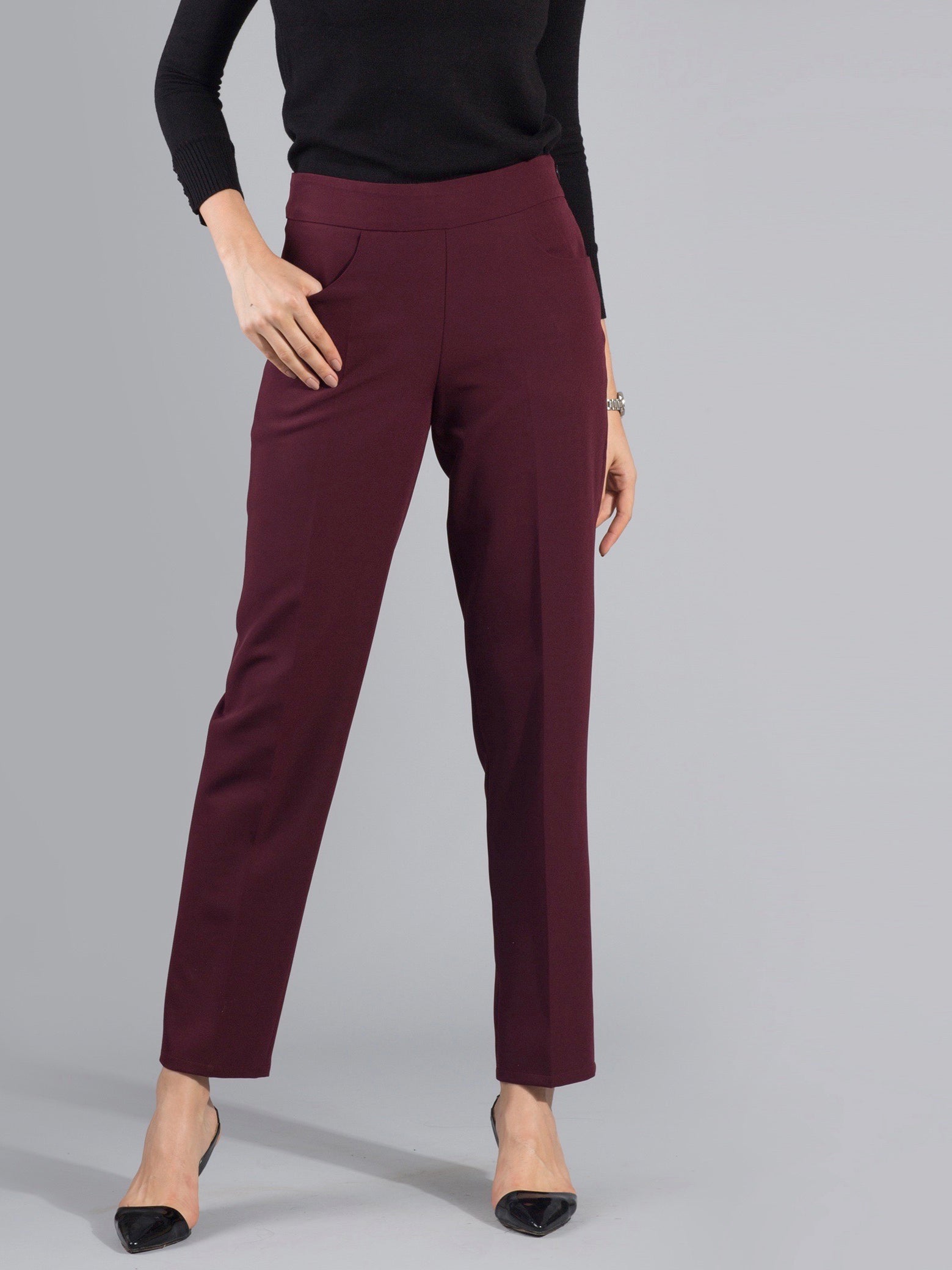 Essential Easy Care Work Trousers - Maroon| Formal Trousers