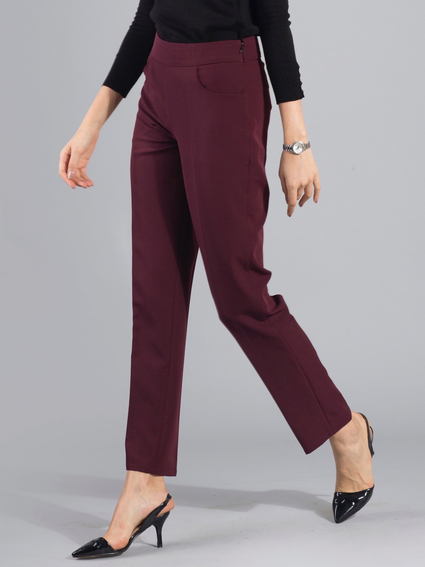 Essential Easy Care Work Trousers - Maroon| Formal Trousers