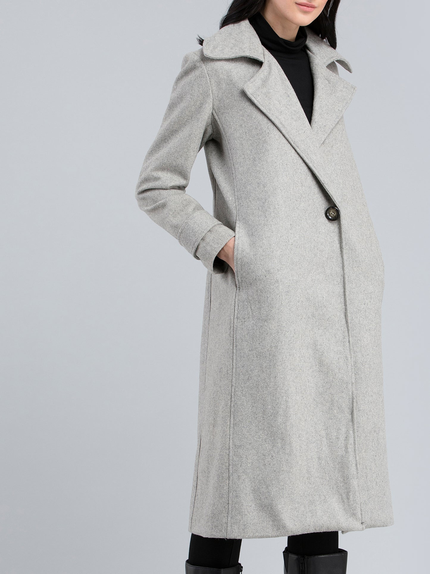 Woolen Felt Overcoat - Grey